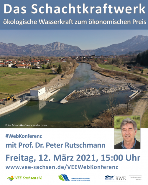 Das Schachtkraftwerk - ökologische Wasserkraft zum ökonomischen Preis | #WebKonferenz | Freitag, 12. März 2021, 15:00 bis 16:30 Uhr