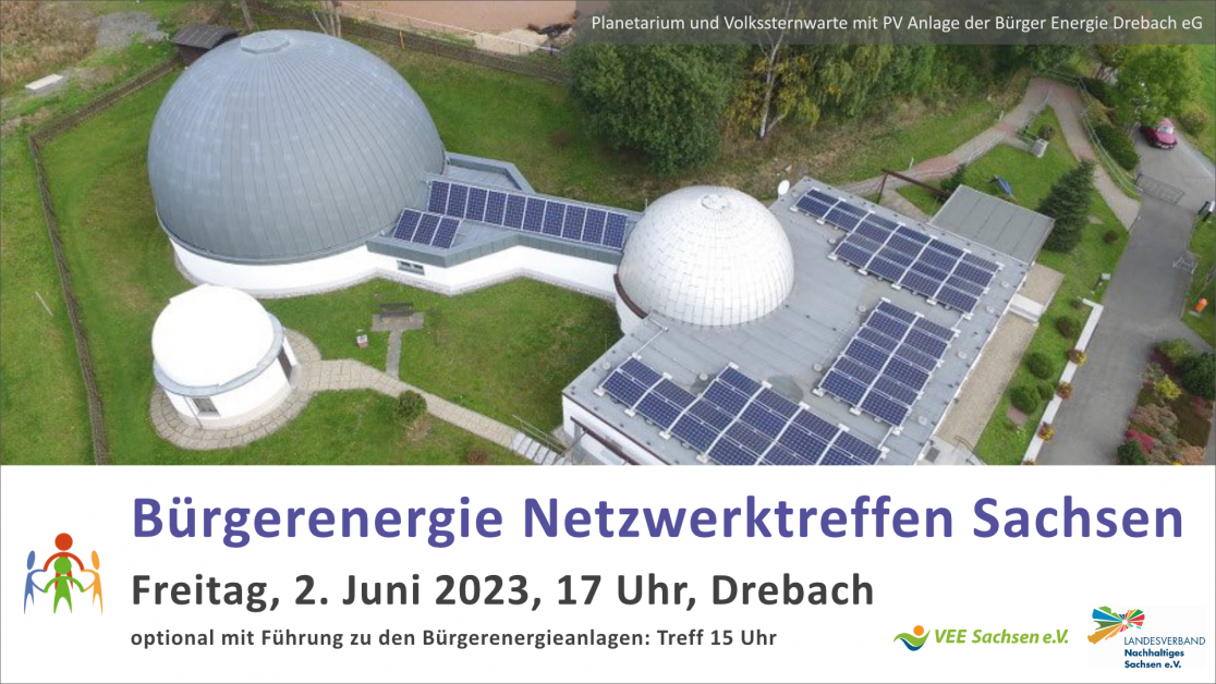 Bürgerenergie Netzwerktreffen Sachsen - Freitag, 2. Juni 2023, 17 Uhr (mit Führung ab 15 Uhr)